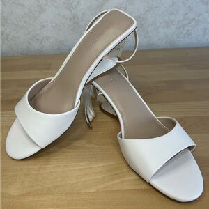 The Drop Phoenix Size 9 White Lace Up Kitten Heel Sandals